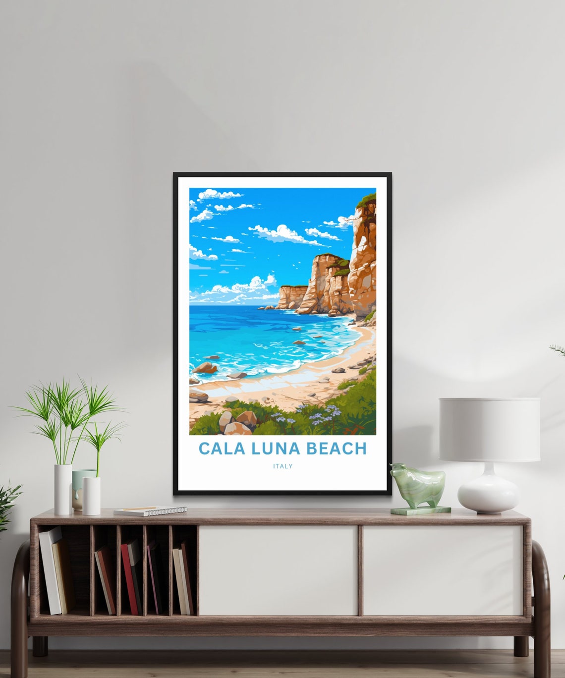 Cala Luna Beach Italy Cliffs Customizable Vintage Travel Poster - Image 2