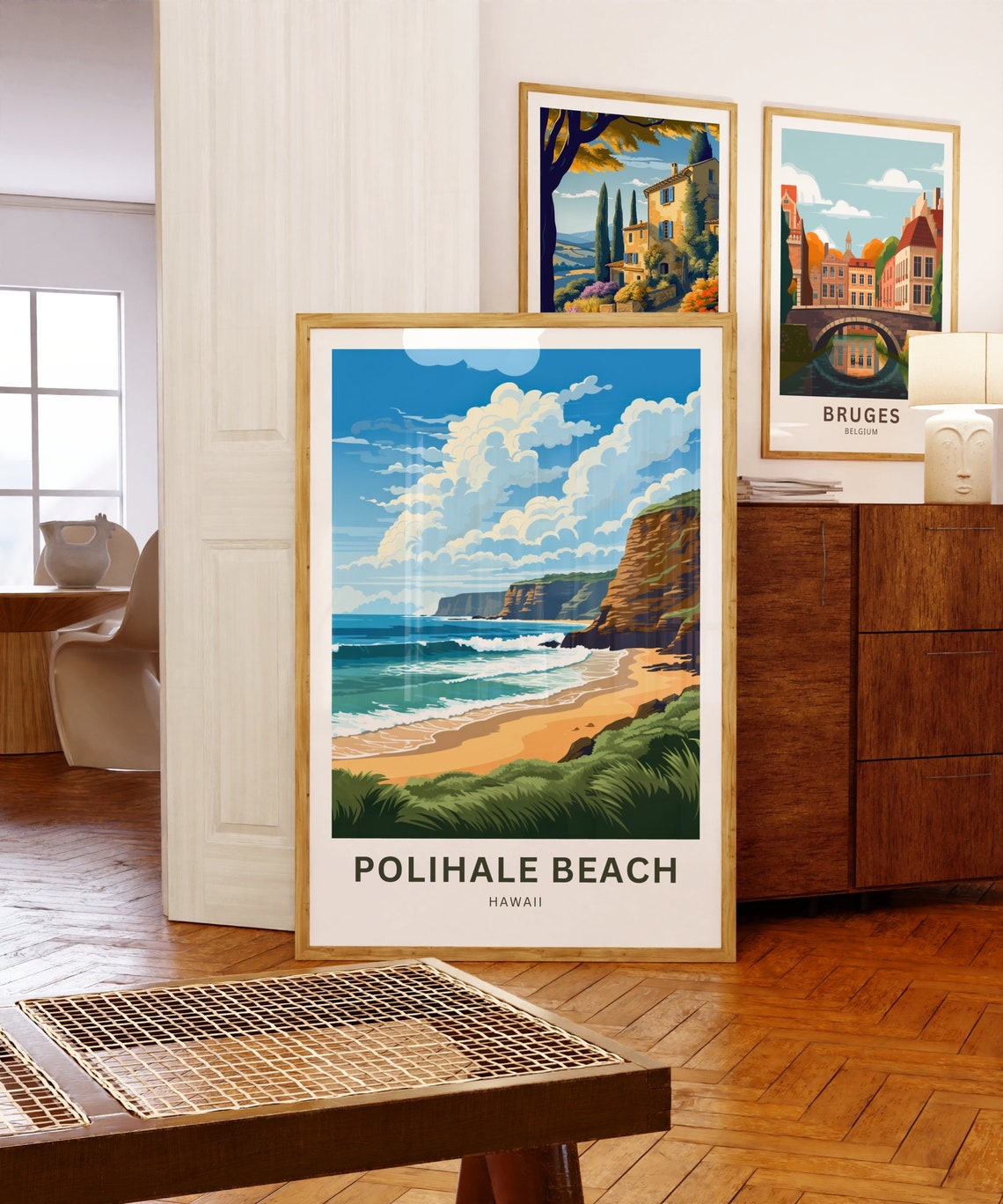 Polihale Beach Hawaii Personalized Coastal Cliffs Travel Poster - Image 5
