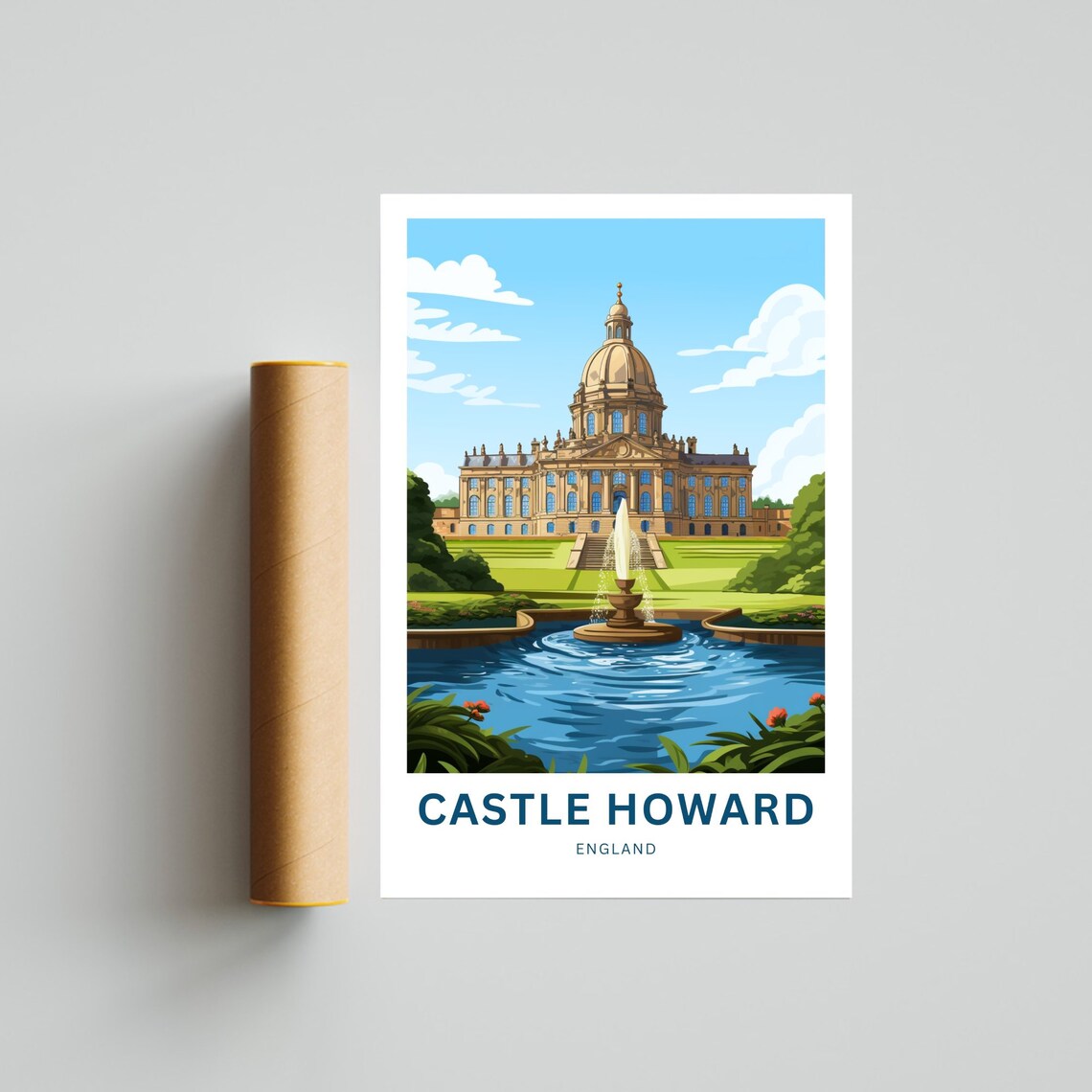 Personalized Castle Howard England Vintage Travel Poster Grand Estate - Image 4