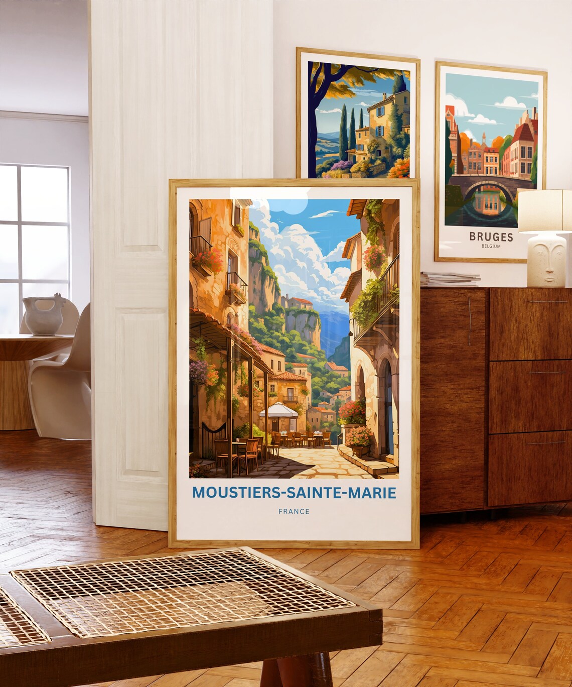 Moustiers Sainte Marie France Poster with Cliffside Village Street Art - Image 5