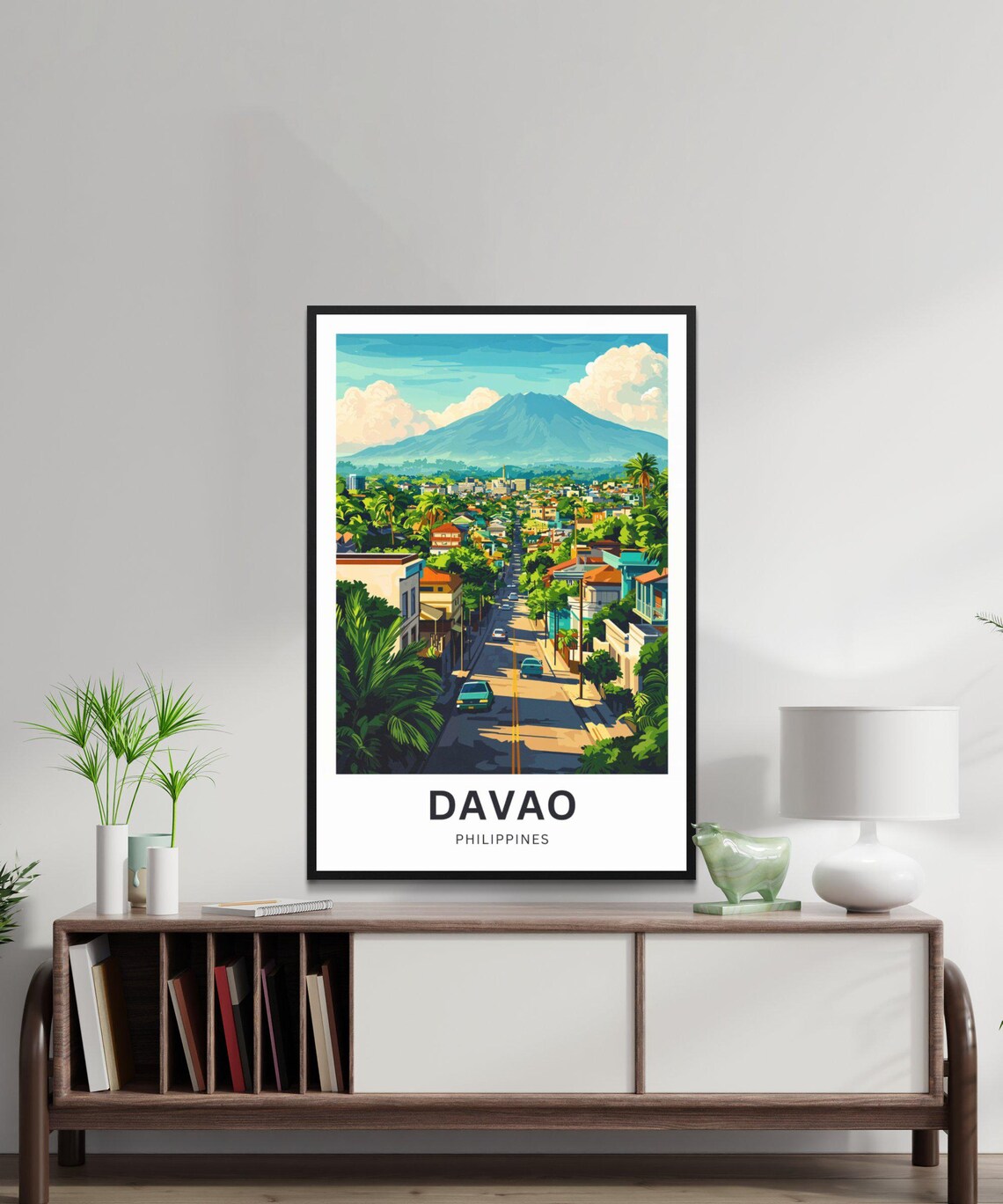 Davao Philippines City Street Mount Apo Skyline Travel Poster - Image 3