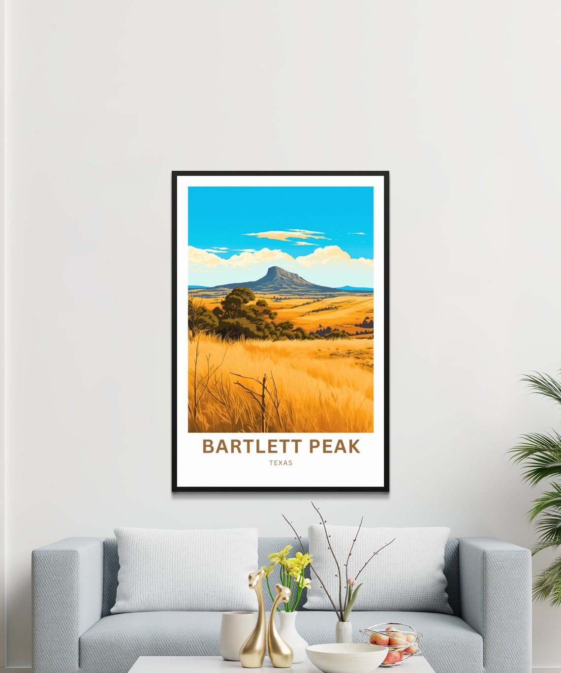 Bartlett Peak Texas Lone Mesa Prairie Personalized Travel Poster - Image 4