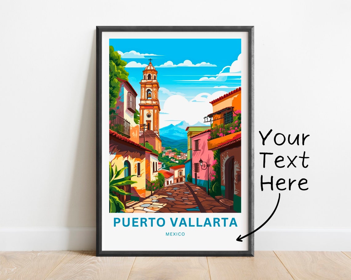 Personalized Puerto Vallarta Travel Print Puerto Vallarta Poster Mexico Wall Art Framed Present Gift Mexico Decor Present