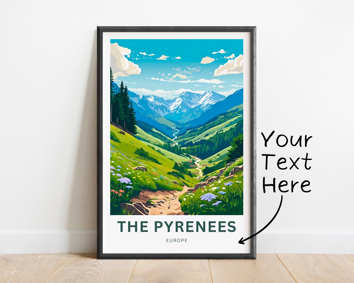 Personalized The Pyrenees Alpine Valley Flower Meadow Gift Poster