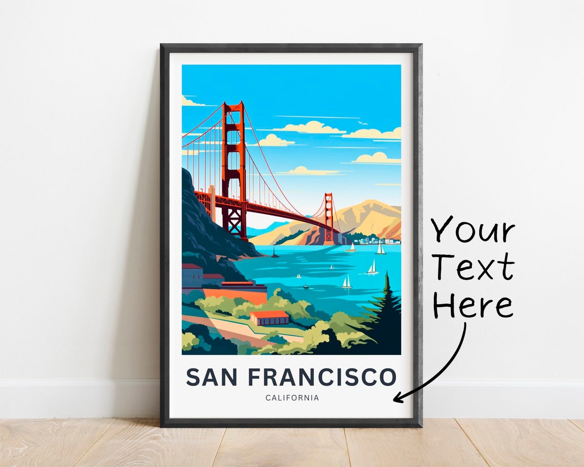 Personalized San Francisco Golden Gate Bridge Bay Sailboats Poster