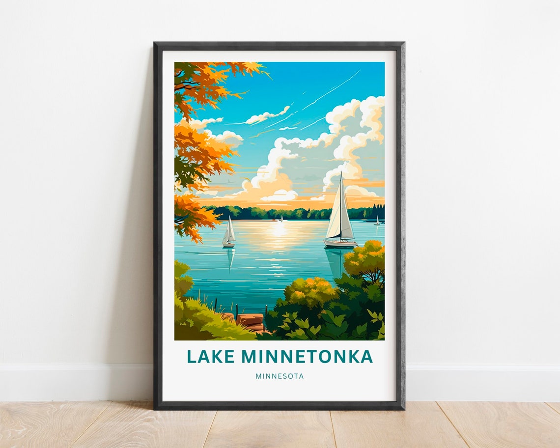 Lake Minnetonka Minnesota Golden Autumn Sunset Sailing Poster