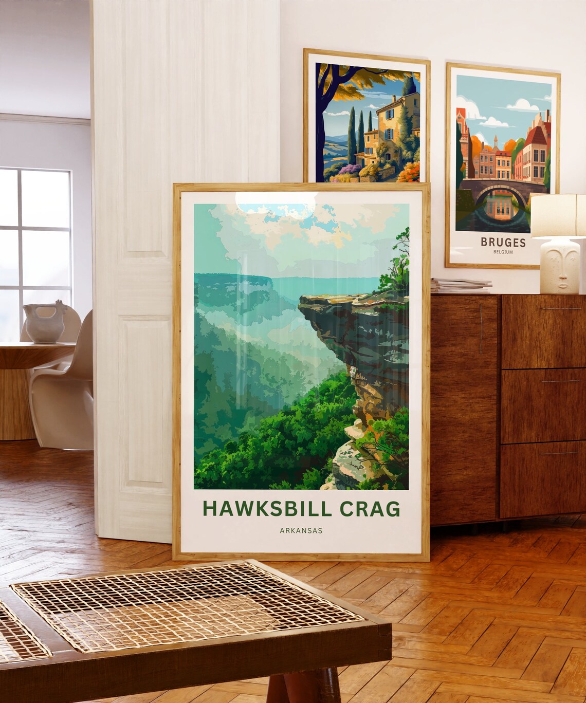 Personalized Hawksbill Crag Arkansas Misty Bluff Scenic Travel Poster - Image 5
