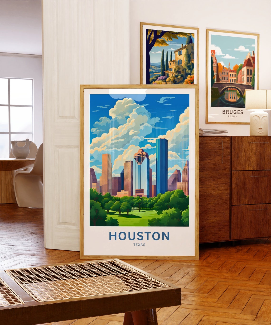 Houston Texas Skyline Dramatic Sunset Clouds Park Personalized Poster - Image 5