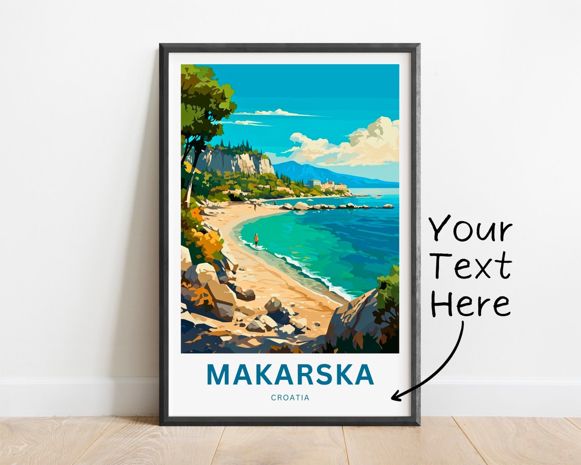 Personalized Makarska Croatia Beach Custom Text Adriatic Travel Poster