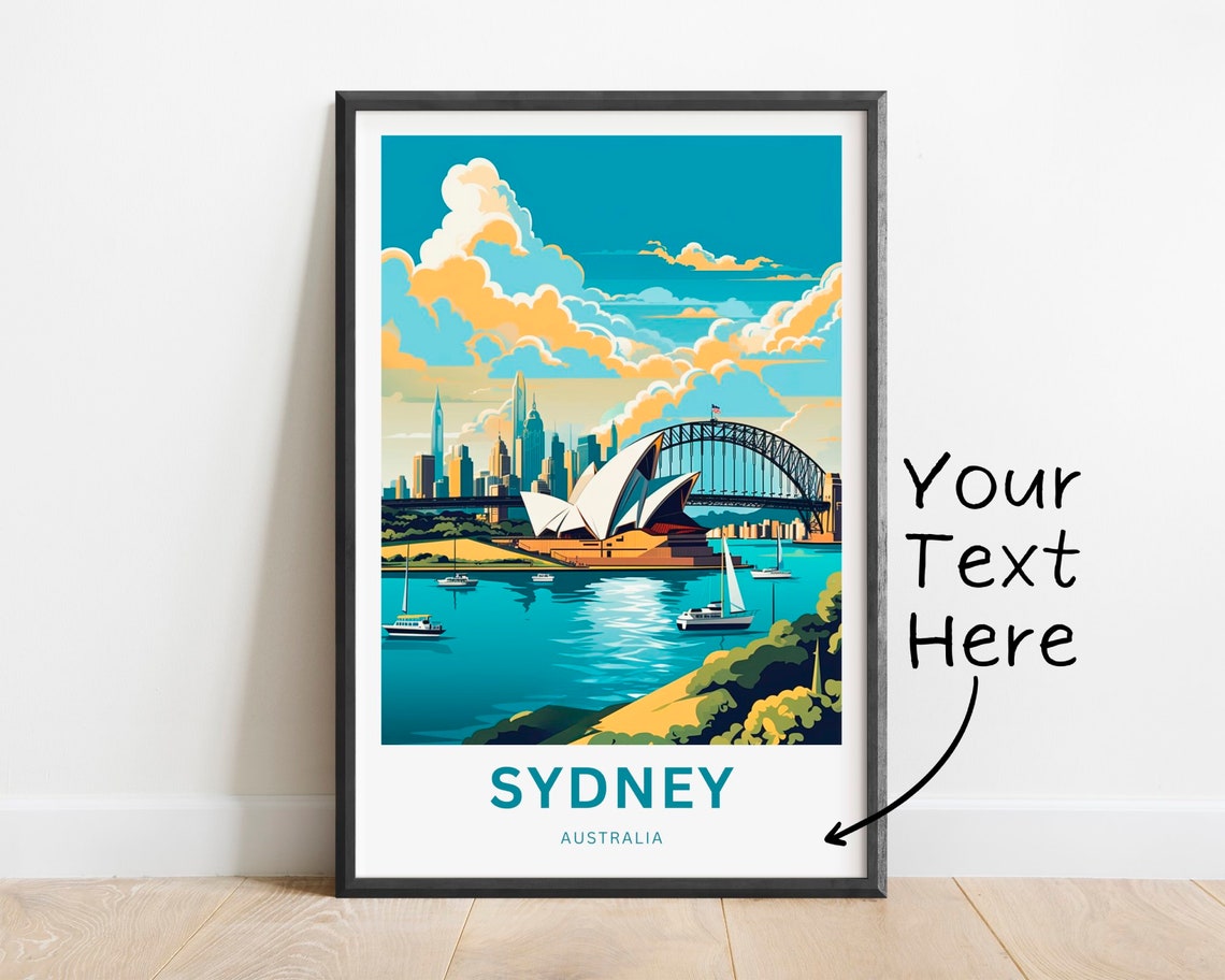 Sydney Australia Opera House Harbour Bridge Custom Travel Poster