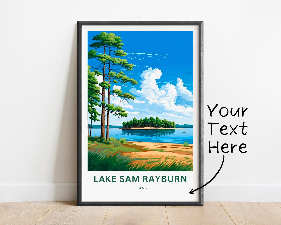 Lake Sam Rayburn Texas Pine Lake Island Personalized Travel Poster