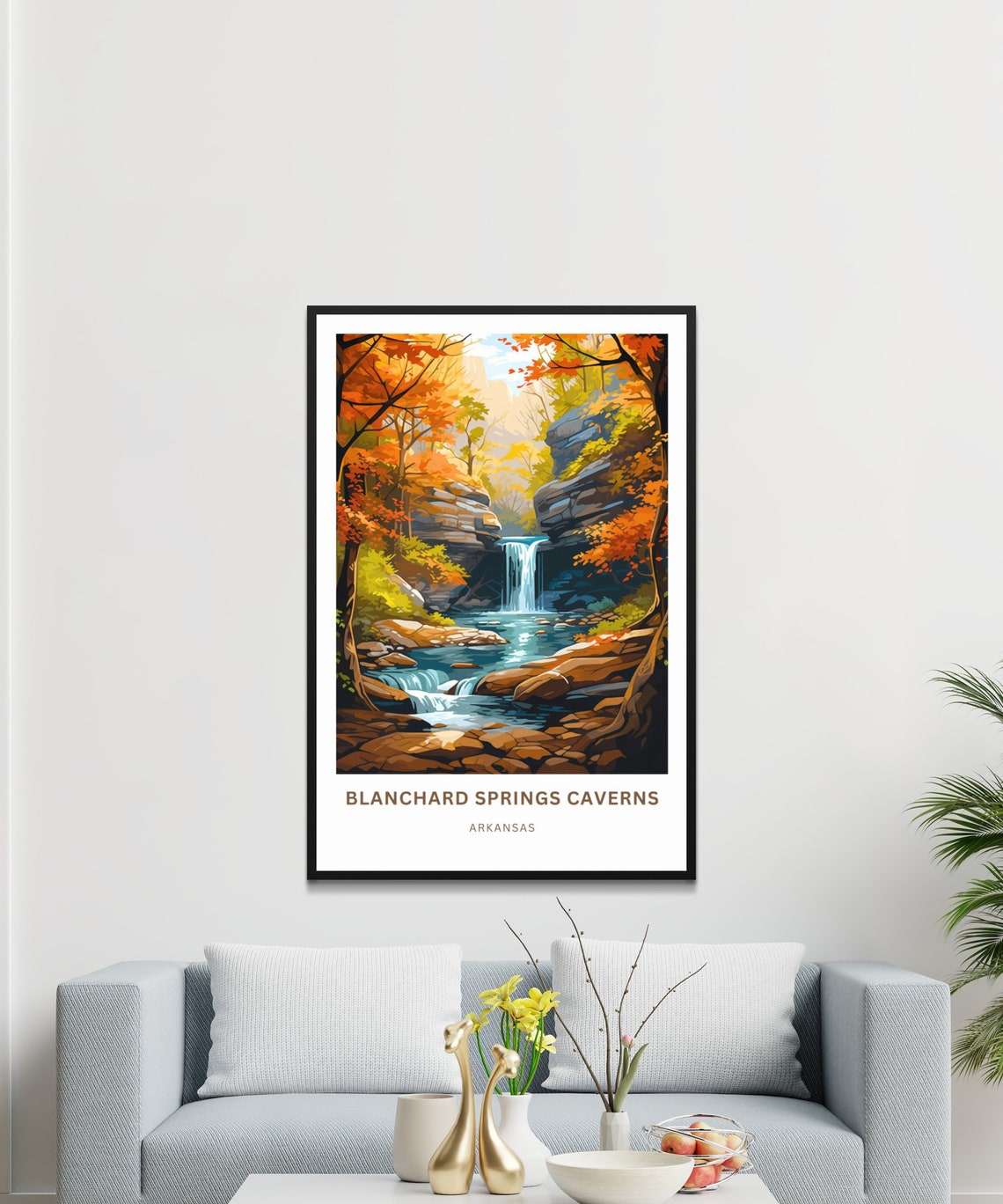 Blanchard Springs Caverns Arkansas Waterfall Autumn Travel Poster - Image 3