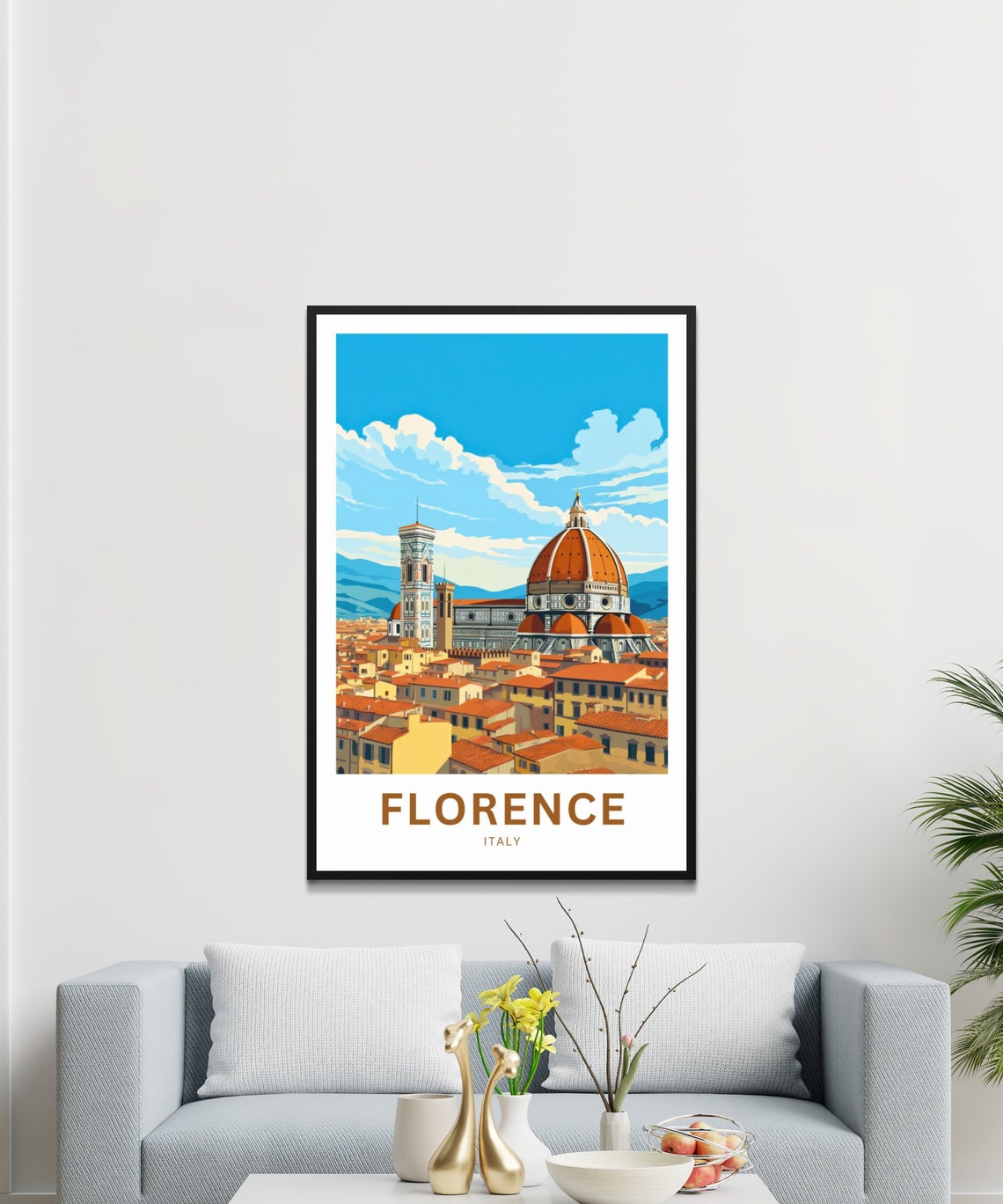 Florence Italy Duomo Cathedral Red Rooftops Skyline Travel Poster - Image 3