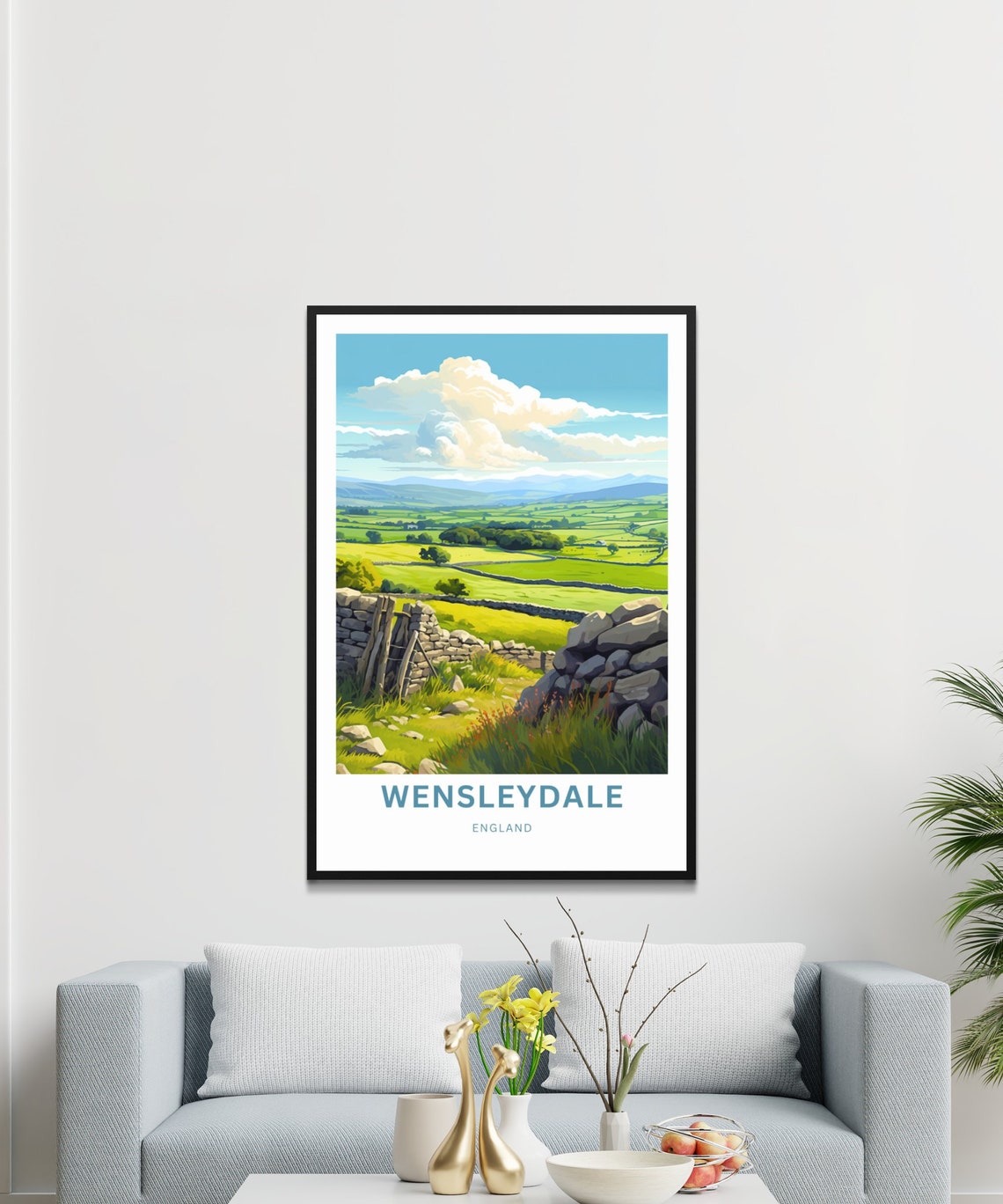 Wensleydale England Personalized Dry Stone Wall Meadow Poster - Image 3