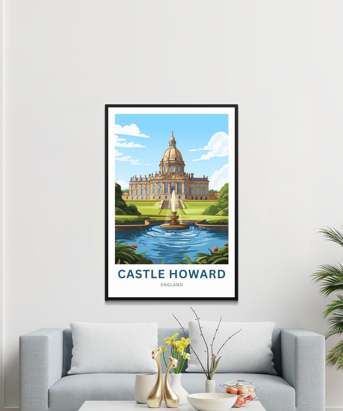 Personalized Castle Howard England Vintage Travel Poster Grand Estate - Image 3