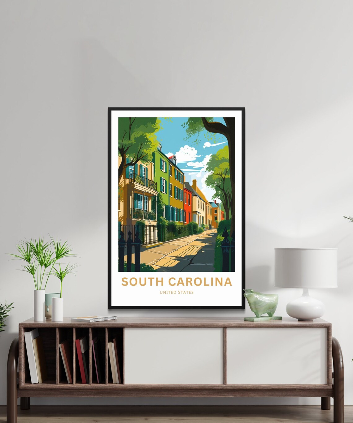 South Carolina United States Colorful Row Houses Travel Poster - Image 2