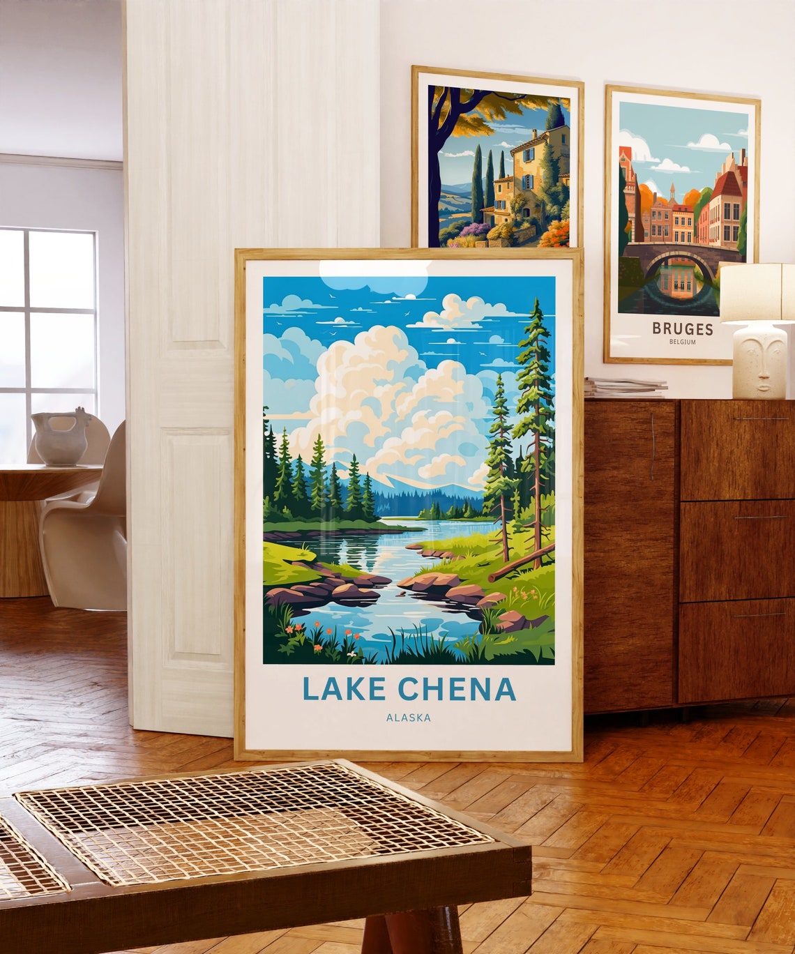 Personalized Lake Chena Alaska Forest Creek Stream View Poster - Image 5