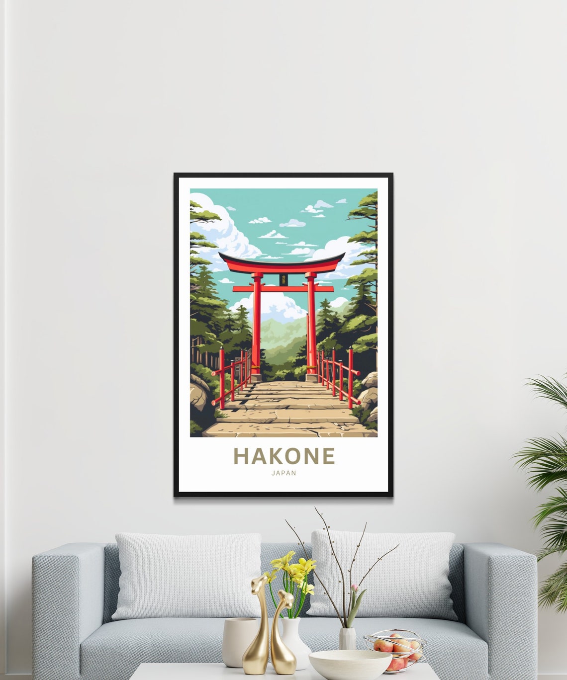 Hakone Japan Red Torii Gate Forest Path Personalized Travel Poster - Image 3