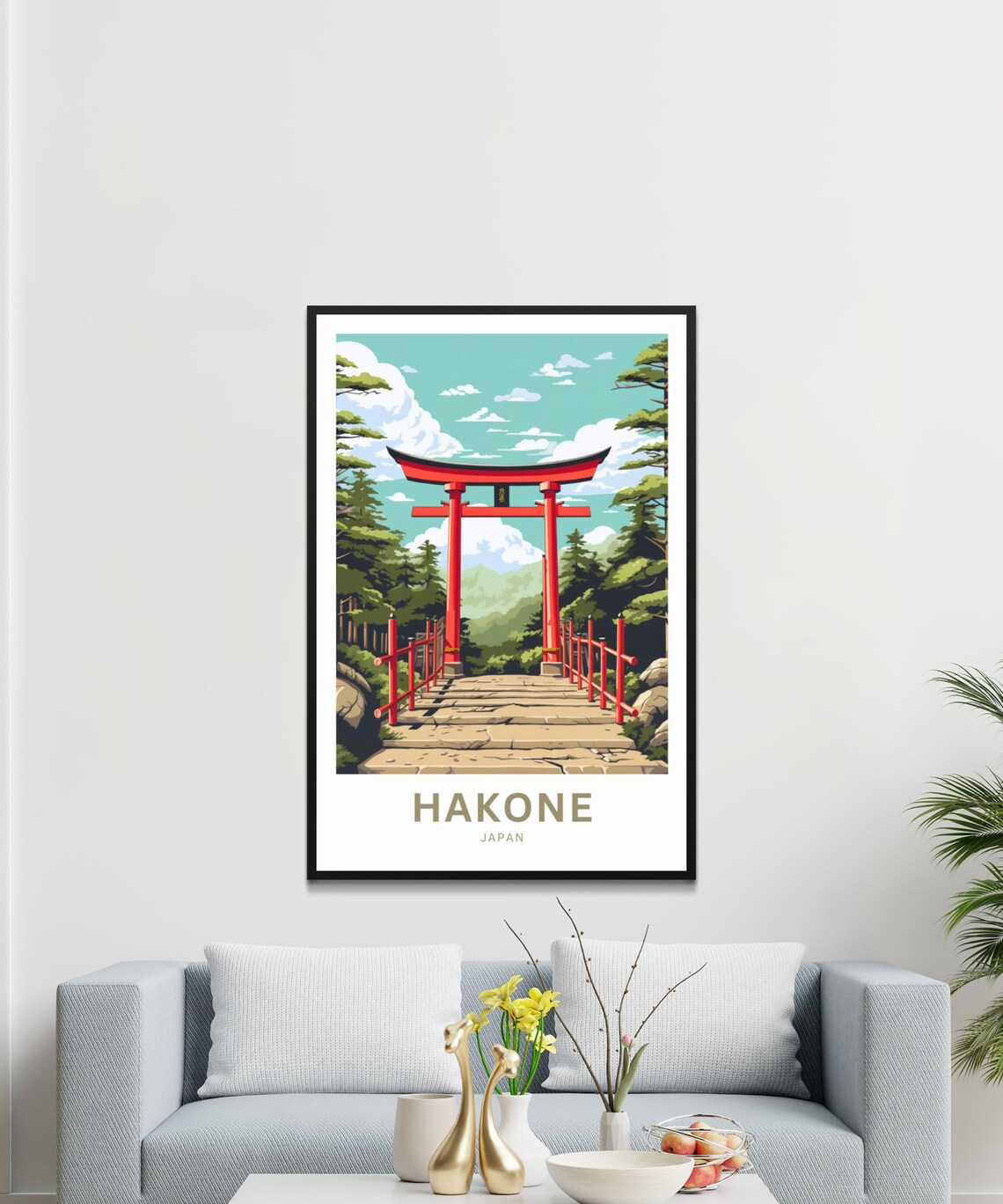 Hakone Japan Red Torii Gate Forest Path Vintage Travel Poster - Image 3