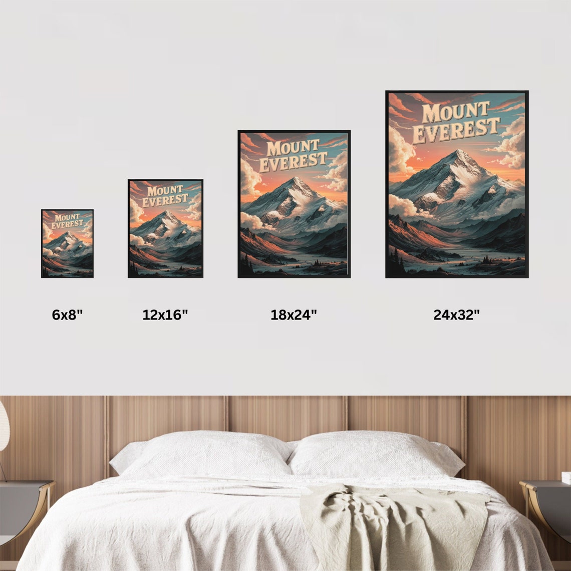 Mount Everest Pink Sunset Clouds Snow Summit Valley Vintage Poster - Image 4