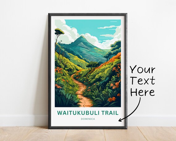 Waitukubuli Trail Dominica Mountain Path Wildflowers Travel Poster
