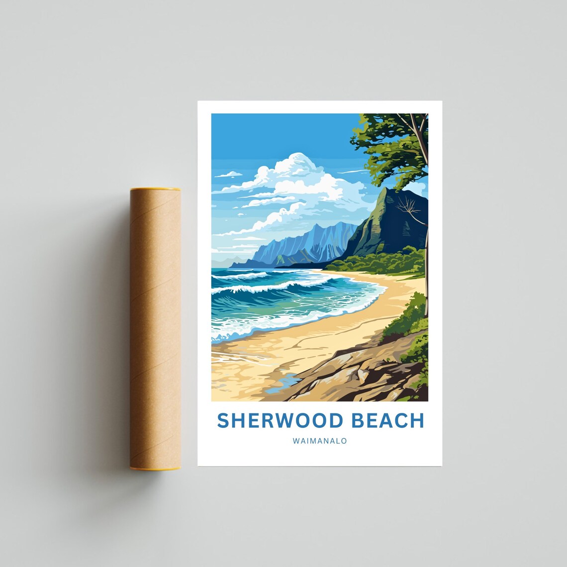 Sherwood Beach Waimanalo Turquoise Waves Hawaii Travel Poster - Image 4