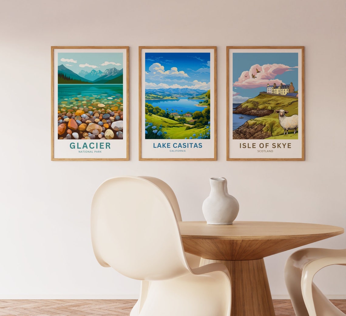 Lake Casitas California Customizable Lakeside Hills Poster Artwork - Image 3