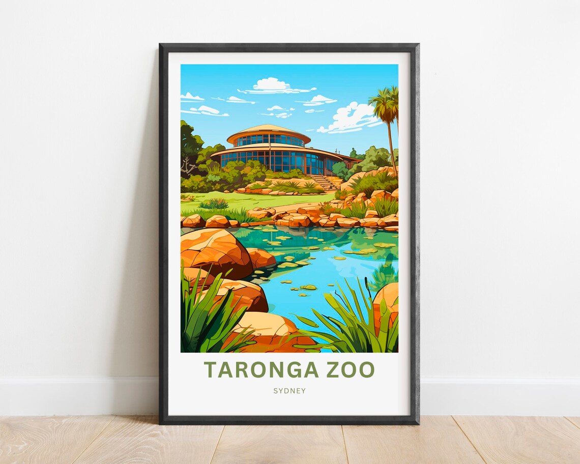 Taronga Zoo Sydney Pond Pavilion Tropical Gardens Travel Poster