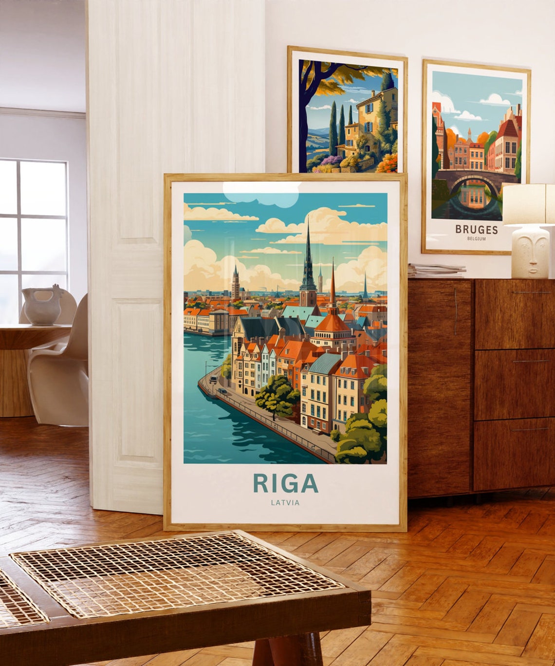 Riga Latvia Old Town Skyline Personalized River View Travel Poster - Image 5
