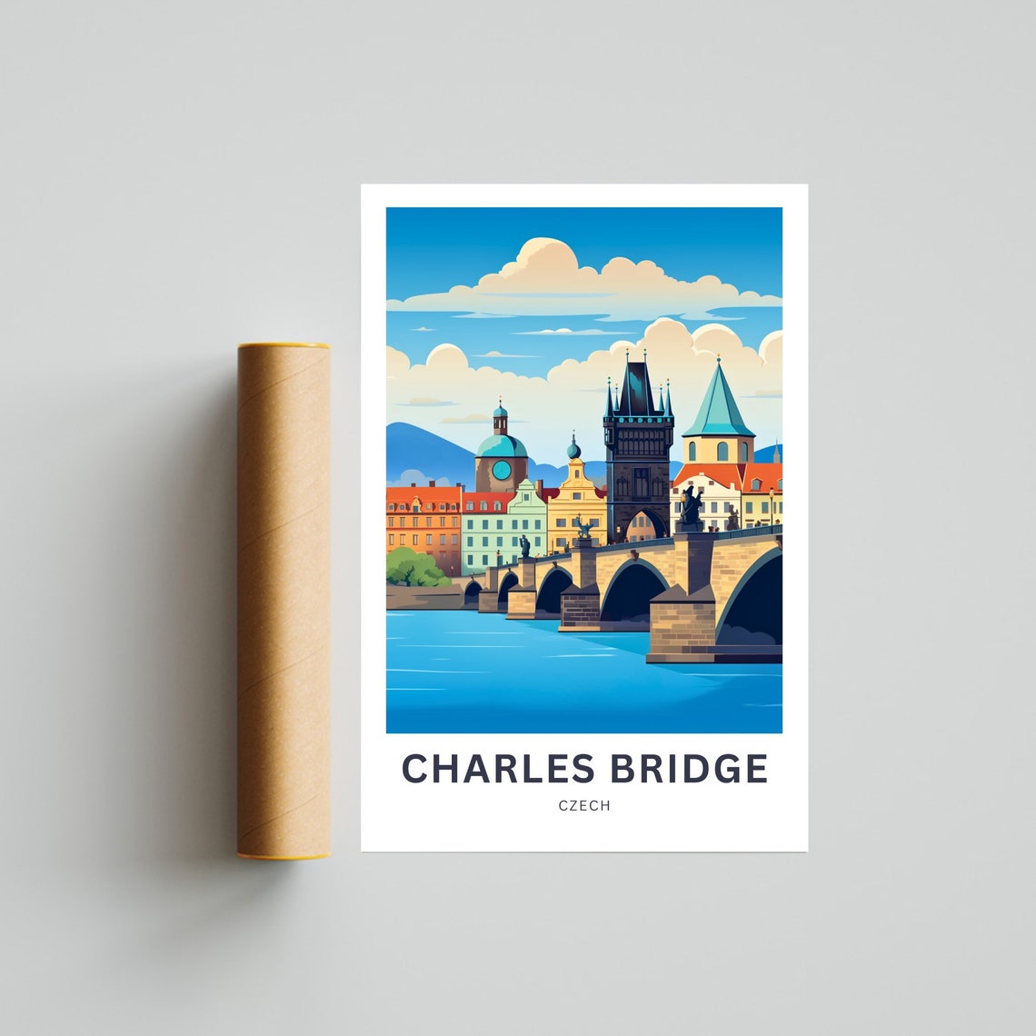 Personalized Charles Bridge Prague Gothic Towers River Poster - Image 4