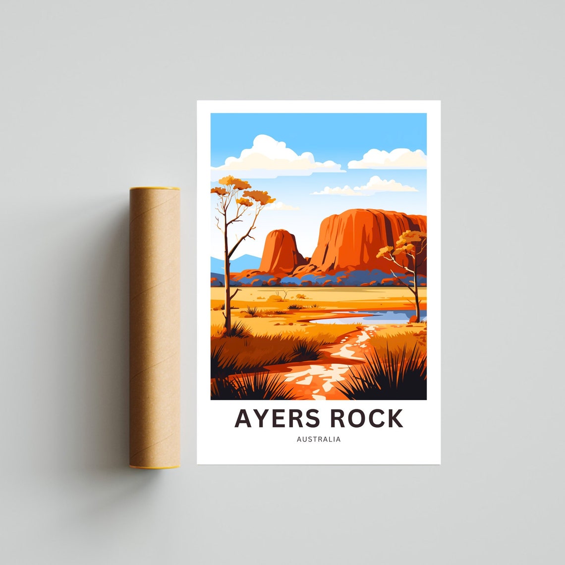 Ayers Rock Australia Uluru Red Desert Monolith Travel Poster - Image 2