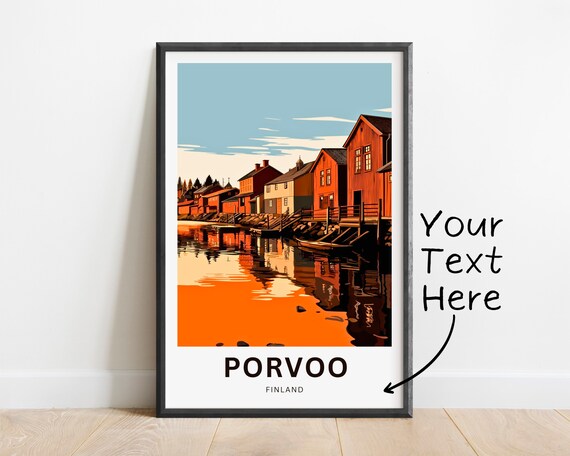 Porvoo Finland Personalized Riverside Old Town Travel Poster