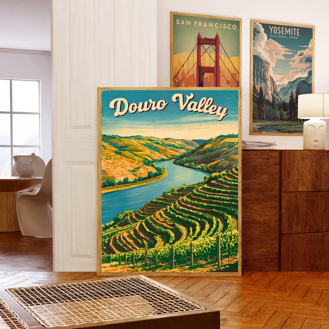Douro Valley Portugal Vintage River Poster Terraced Vineyard Hills Art - Image 5