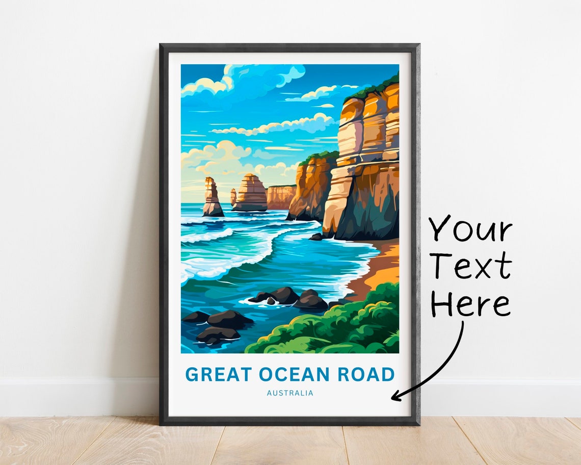 Great Ocean Road Australia Limestone Sea Stacks Custom Text Poster