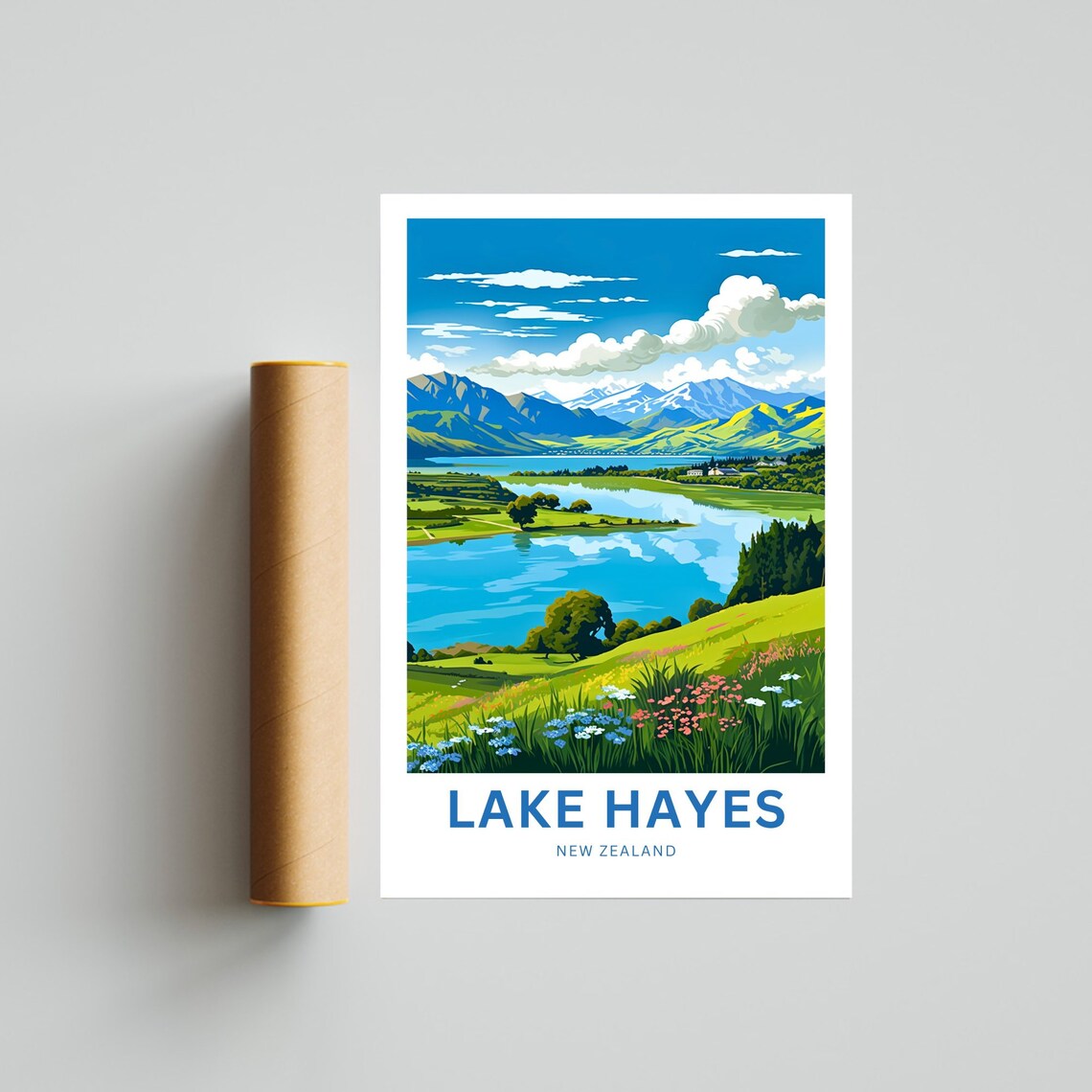 Lake Hayes New Zealand Personalized Mountain Lake Travel Poster - Image 4
