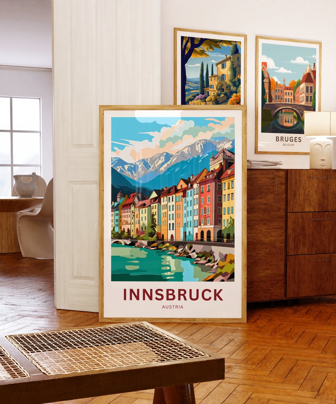 Innsbruck Austria Colorful Old Town River Mountain View Poster - Image 5