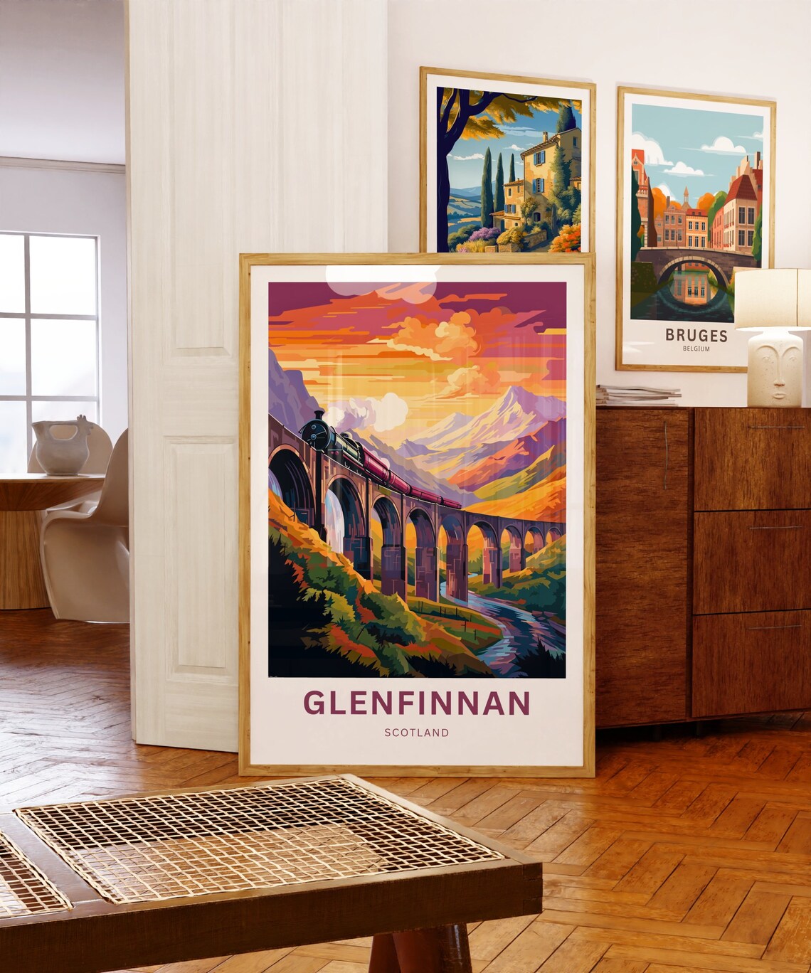 Glenfinnan Scotland Purple Sunset Viaduct Steam Train Travel Poster - Image 5