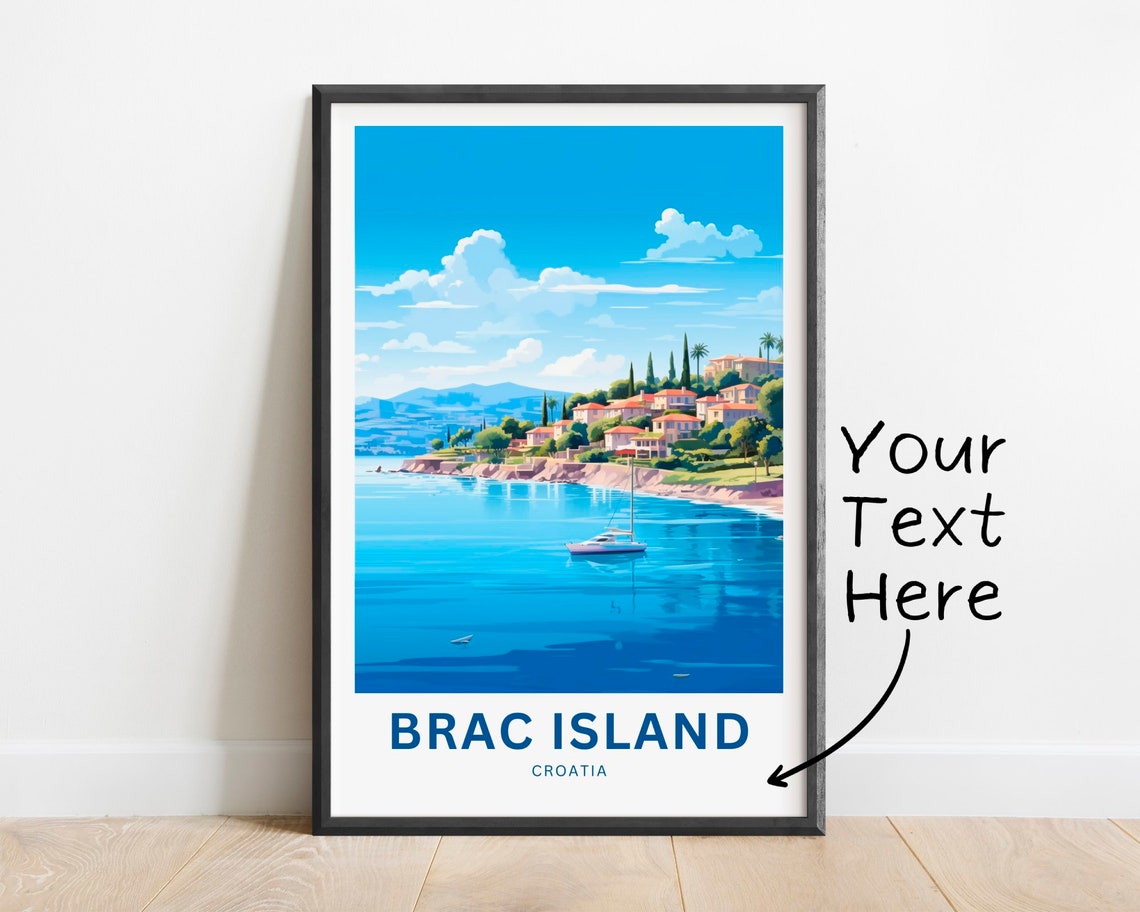 Brac Island Croatia Custom Name Seaside Town Harbor View Poster
