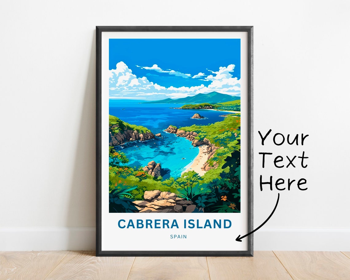 Personalized Cabrera Island Spain Rocky Bay Cove Travel Poster