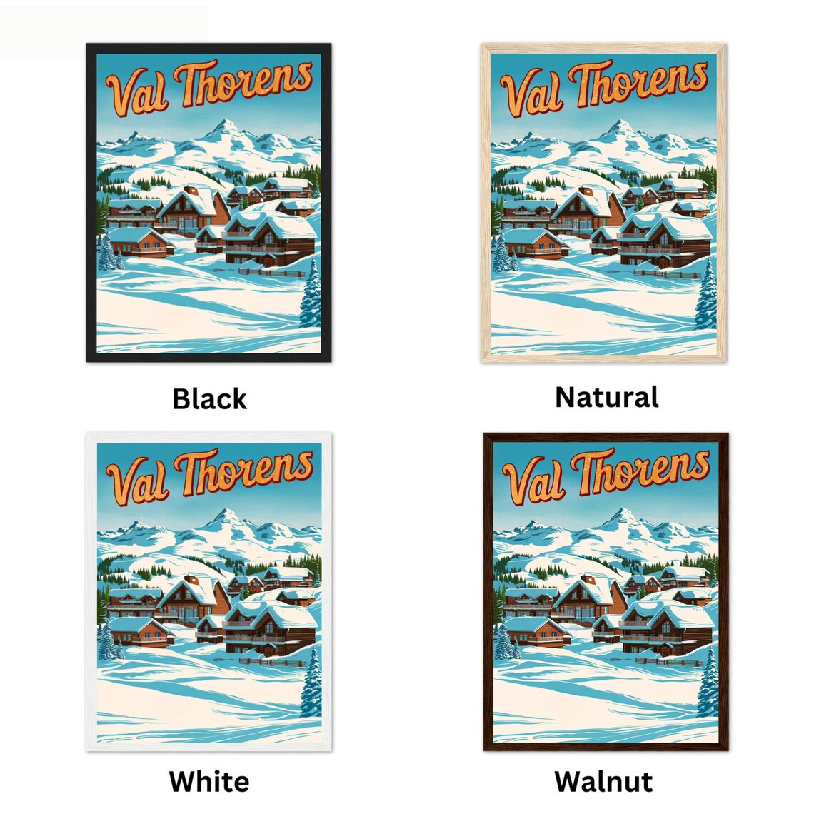 Val Thorens France Vintage Ski Village Snowy Chalets Art Travel Poster - Image 4