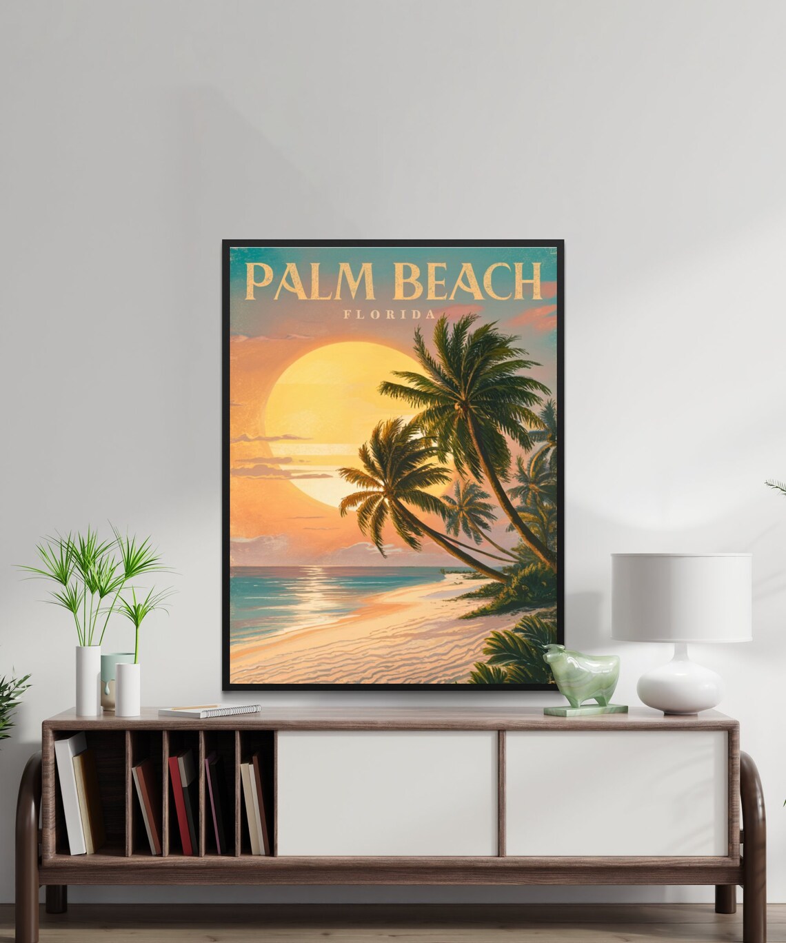 Palm Beach Florida Giant Sun Sunset Palms Sand Vintage Travel Poster - Image 2
