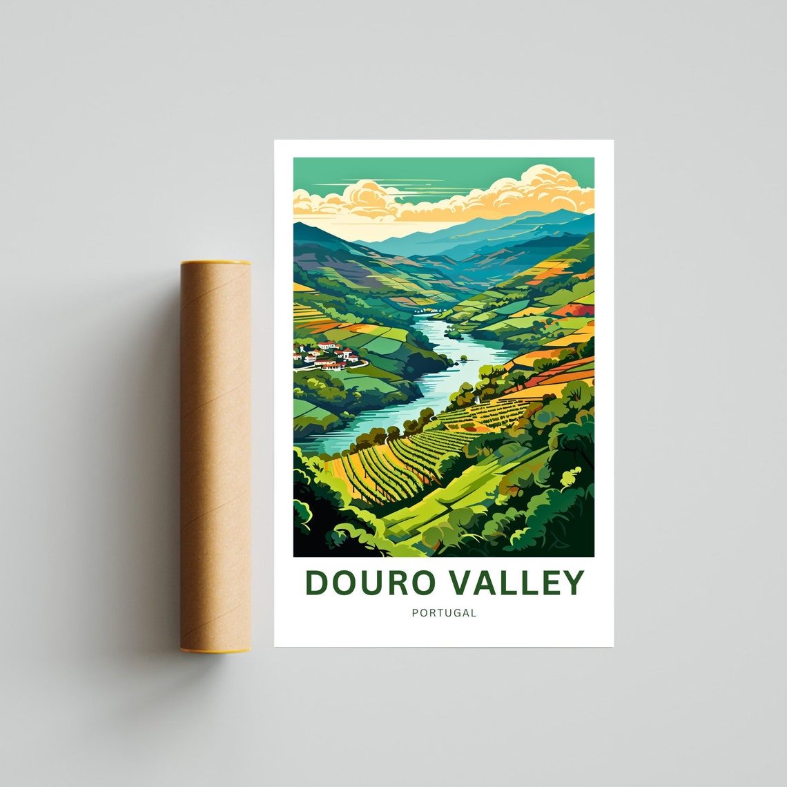 Douro Valley Portugal Patchwork Vineyards River Views Poster - Image 4
