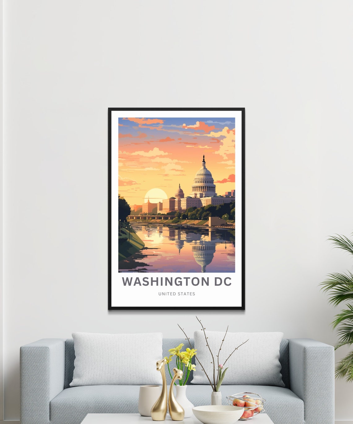 Washington DC Poster Featuring US Capitol Building at Sunset Art - Image 3