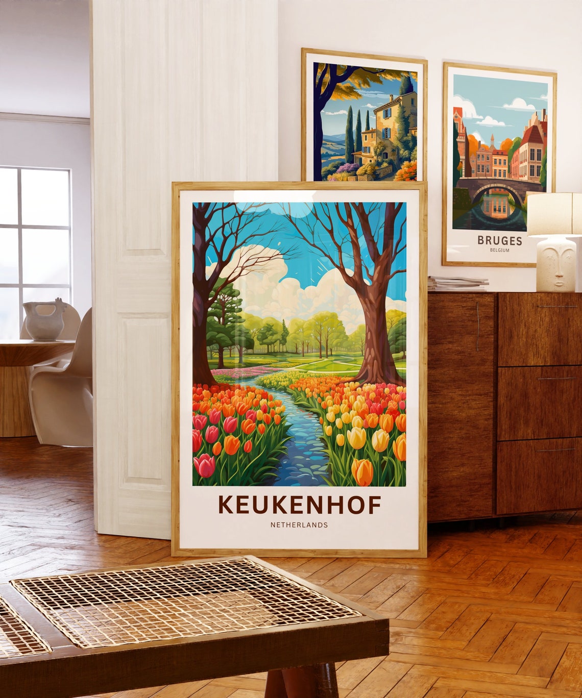 Keukenhof Netherlands Tulip Fields Along Canal Spring Bloom Poster - Image 5