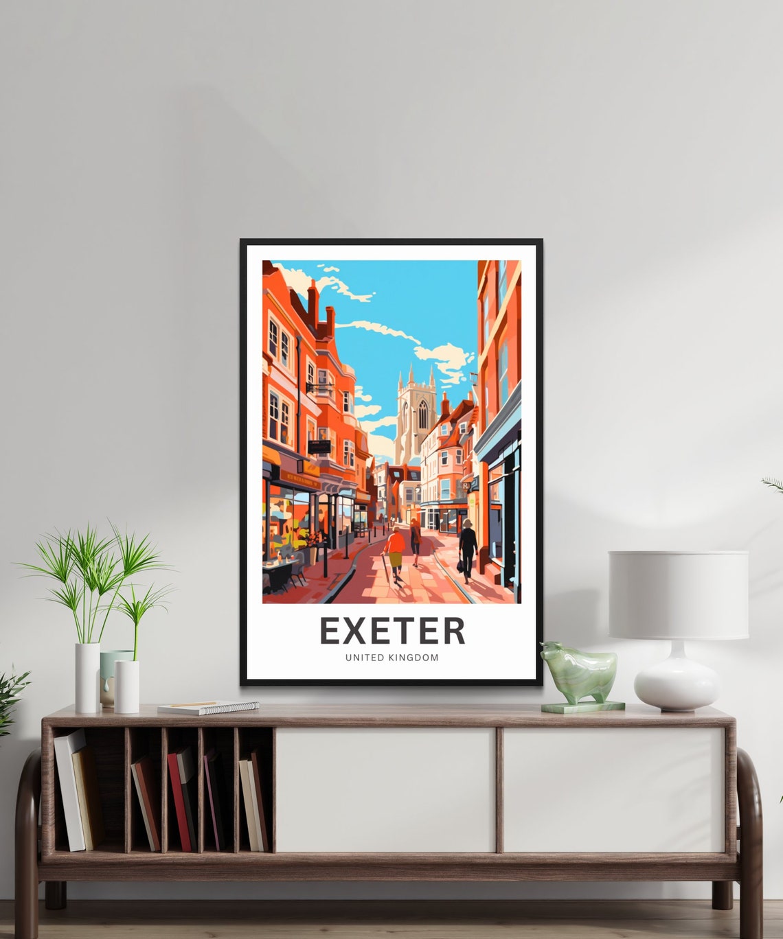 Personalized Exeter England Historic Street Cathedral Travel Poster - Image 2
