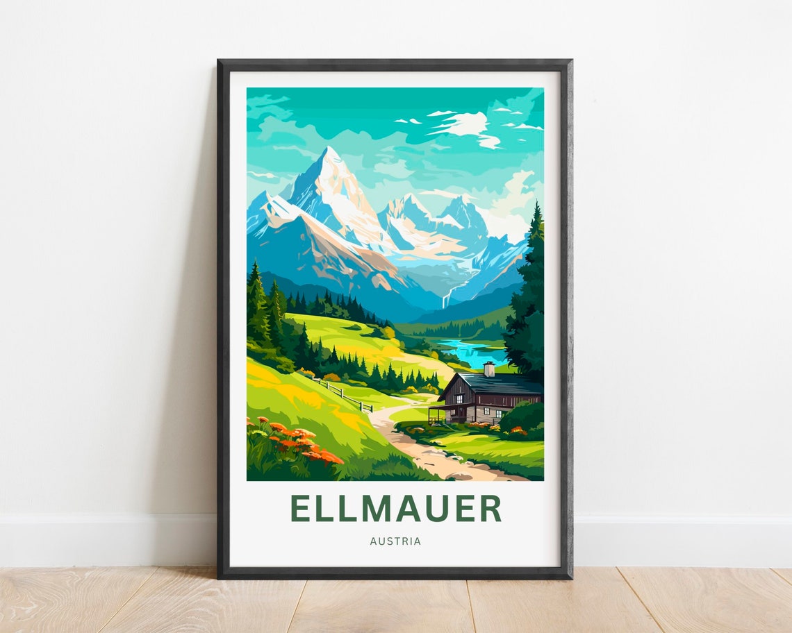 Ellmauer Austria Snowy Alpine Peaks Cabin Meadow View Poster