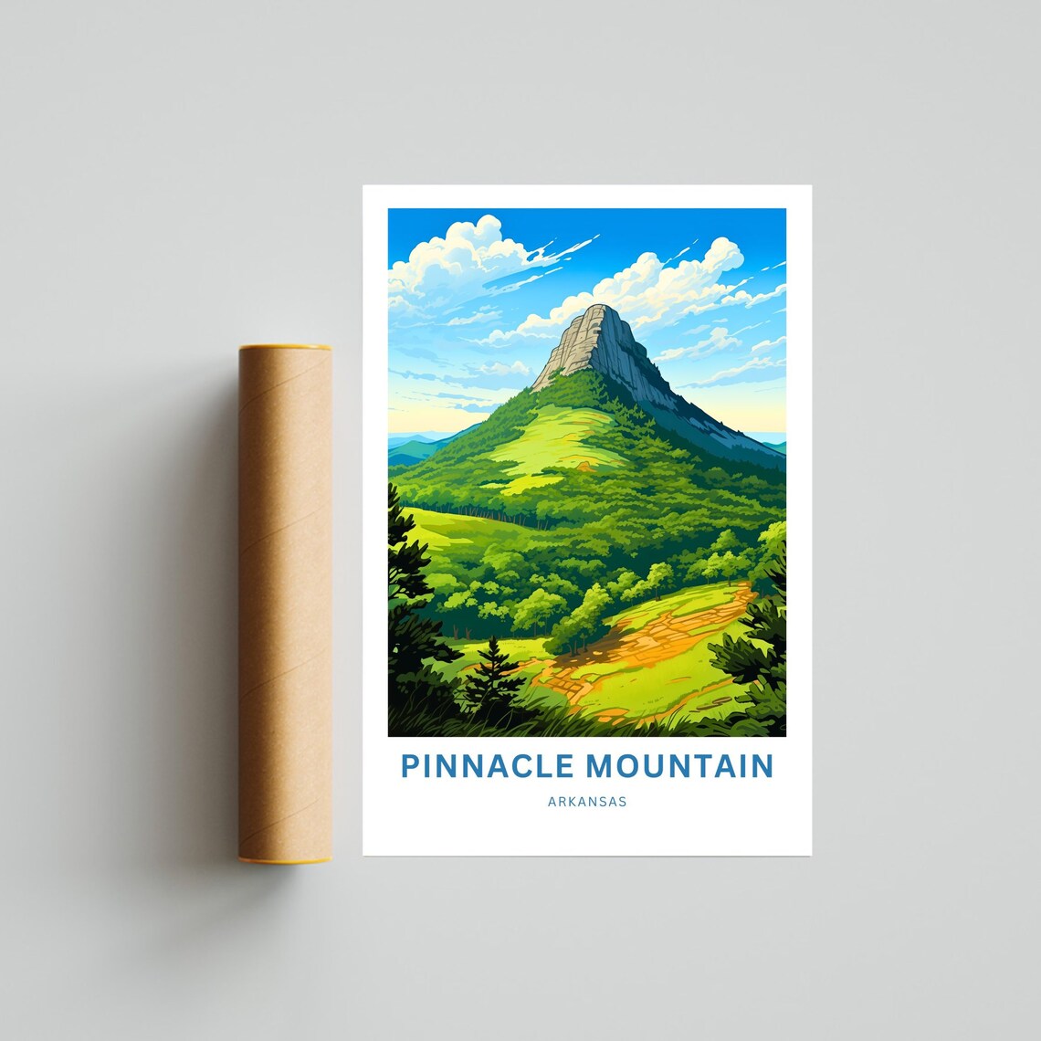 Pinnacle Mountain Arkansas Green Summit Hiking Vista Travel Poster - Image 4