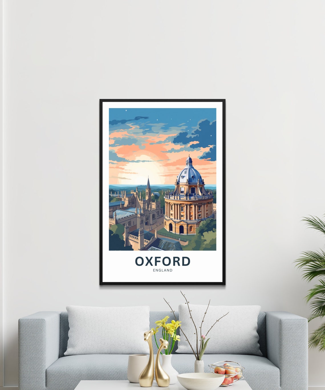 Oxford England Radcliffe Camera Sunset Skyline Travel Poster - Image 3