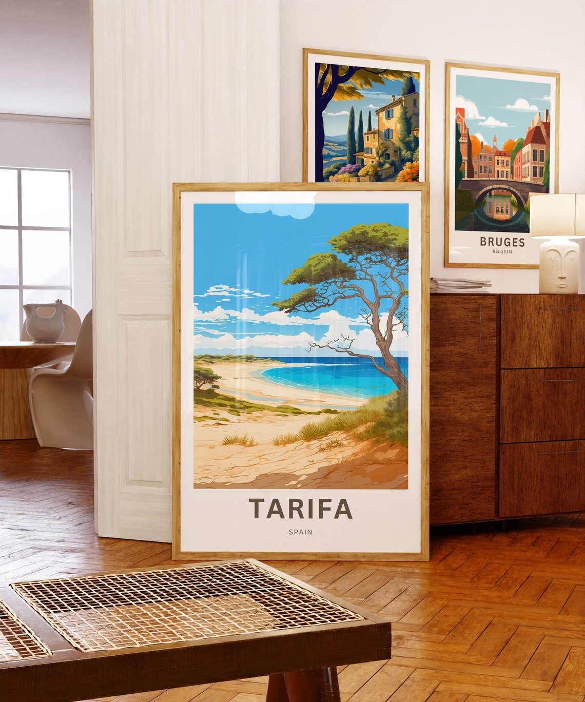 Tarifa Spain Beach Stone Pine Turquoise Cove Waves Travel Poster - Image 5