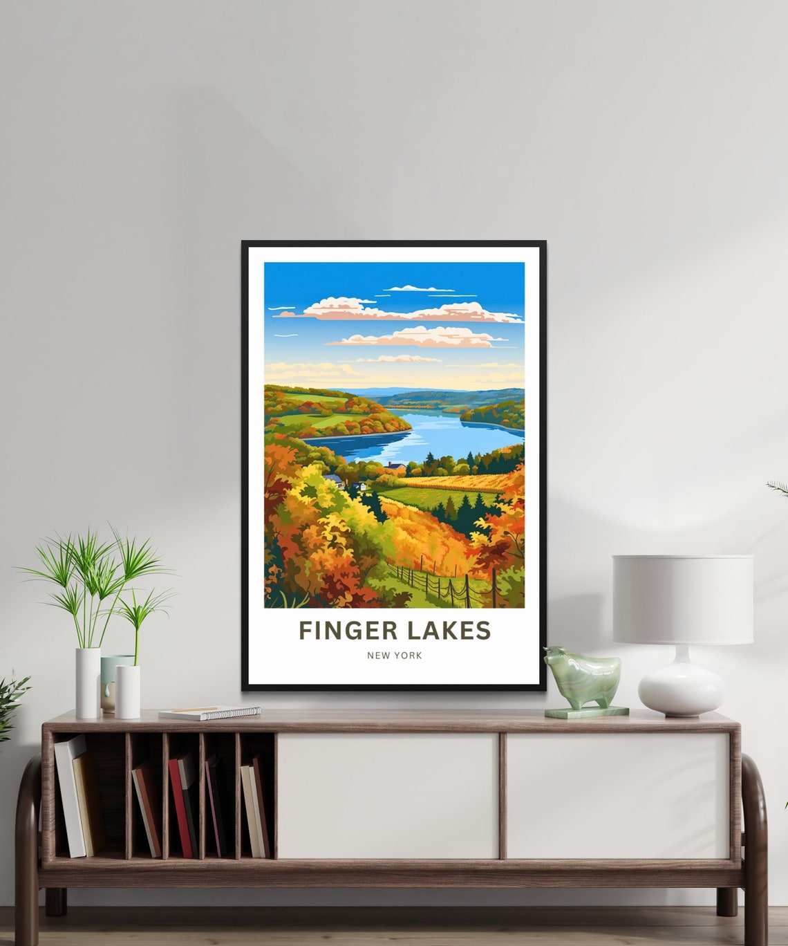 Personalized Finger Lakes New York Autumn Vineyard Hills Poster - Image 3